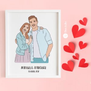 Cuadro ilustración personalizado a partir de una fotografía de una pareja