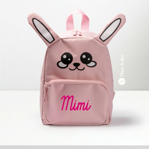 mochila infantil de conejo personalizado con el nombre de Mimi